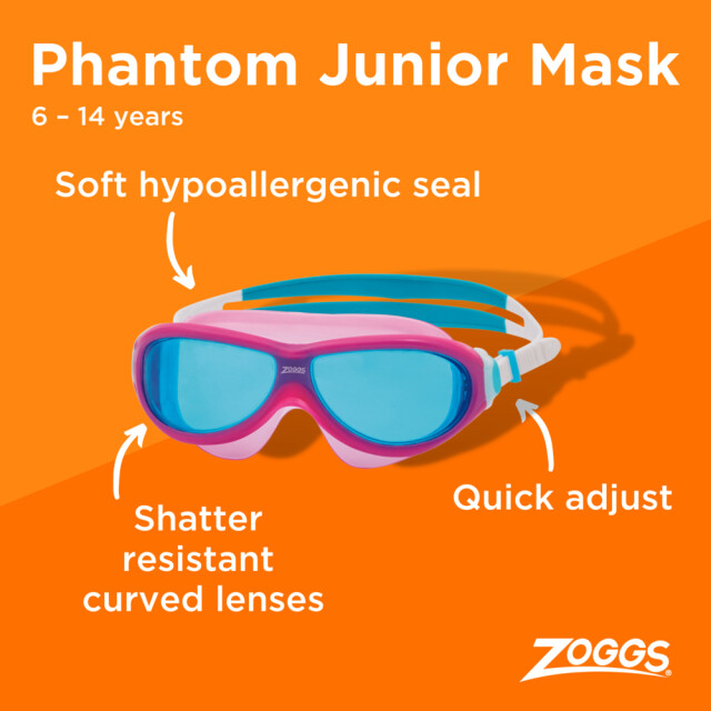 Junior pot&aacute;pačsk&aacute; maska Phantom Ružovo-tyrkysov&aacute;